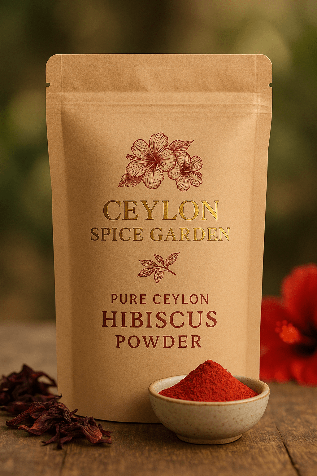 Pure Ceylon Hibiscus Powder - Premium Sri Lankan Organic Hibiscus Extract - Ceylon Spice Garden