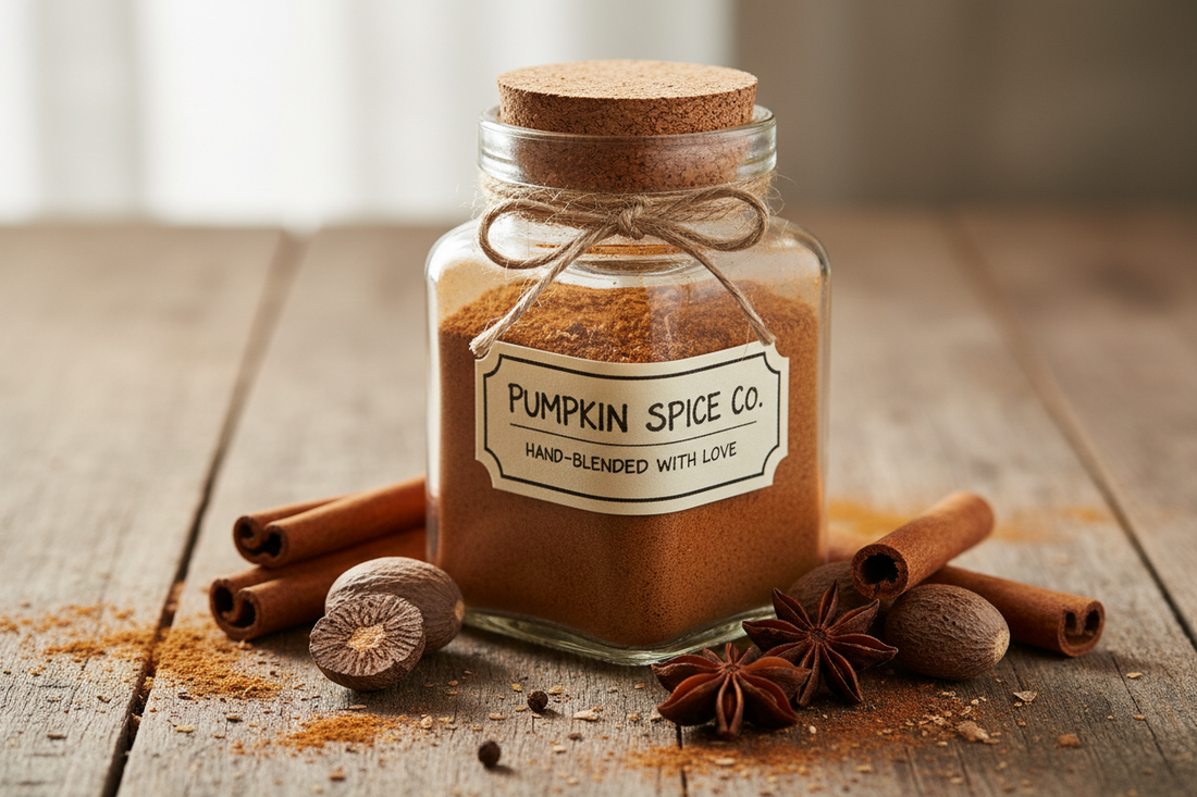 Homemade pumpkin spice blend in a jar with cinnamon sticks and whole nutmeg