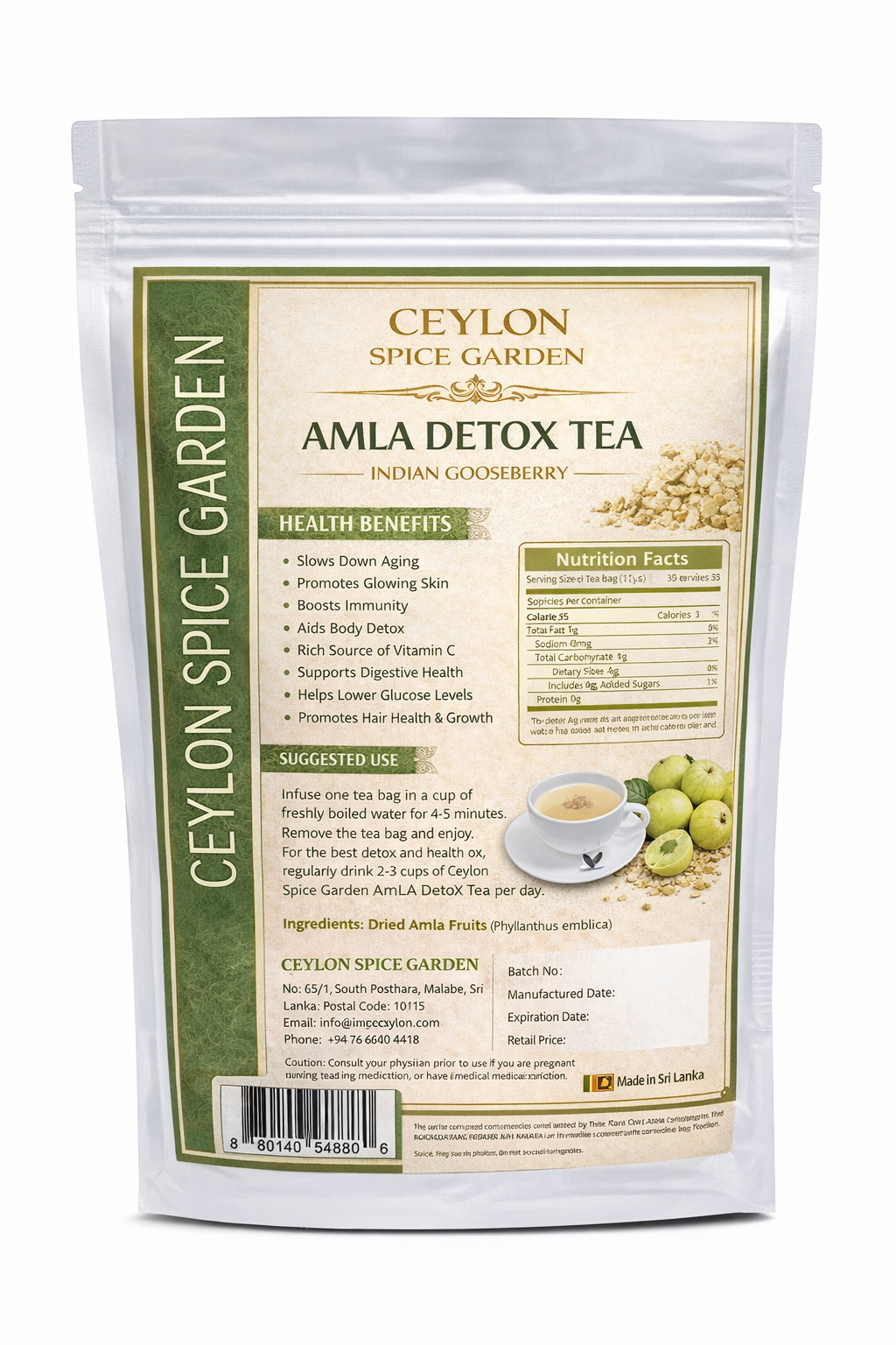Ceylon Amla Detox Tea | Indian Gooseberry | 30 Bags