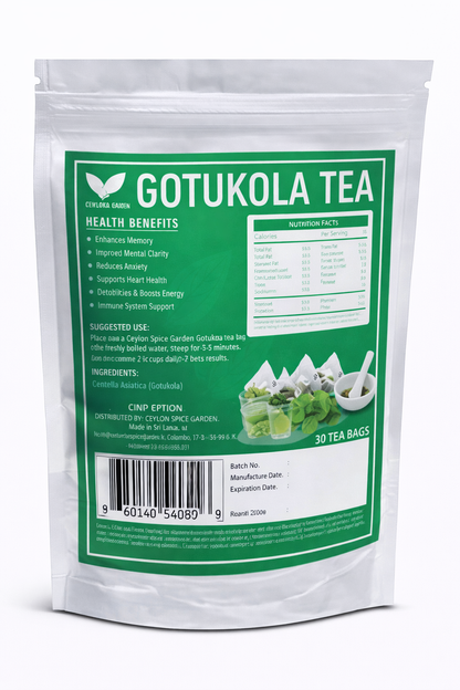 Ceylon Gotu Kola Tea | Brain & Memory | 30 Bags