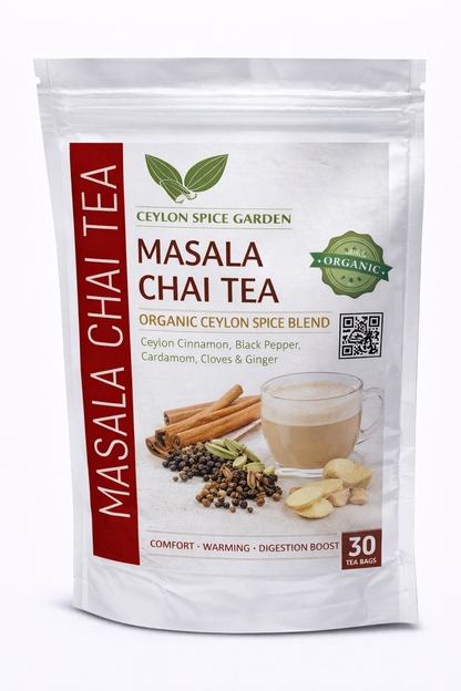Masala Chai Tea — Organic Ceylon Spice Blend, 30 Bags