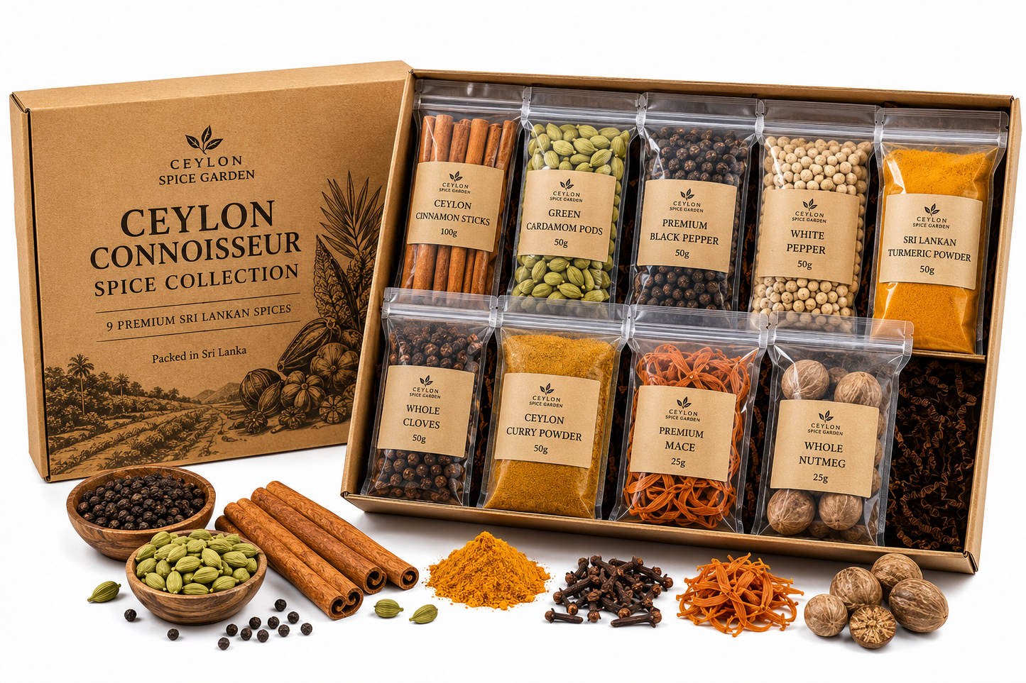 Ceylon Connoisseur Spice Collection – 9 Premium Sri Lankan Spices