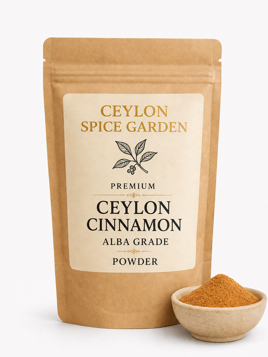 Alba grade Ceylon cinnamon powder — pale golden true cinnamon ground from fine quills