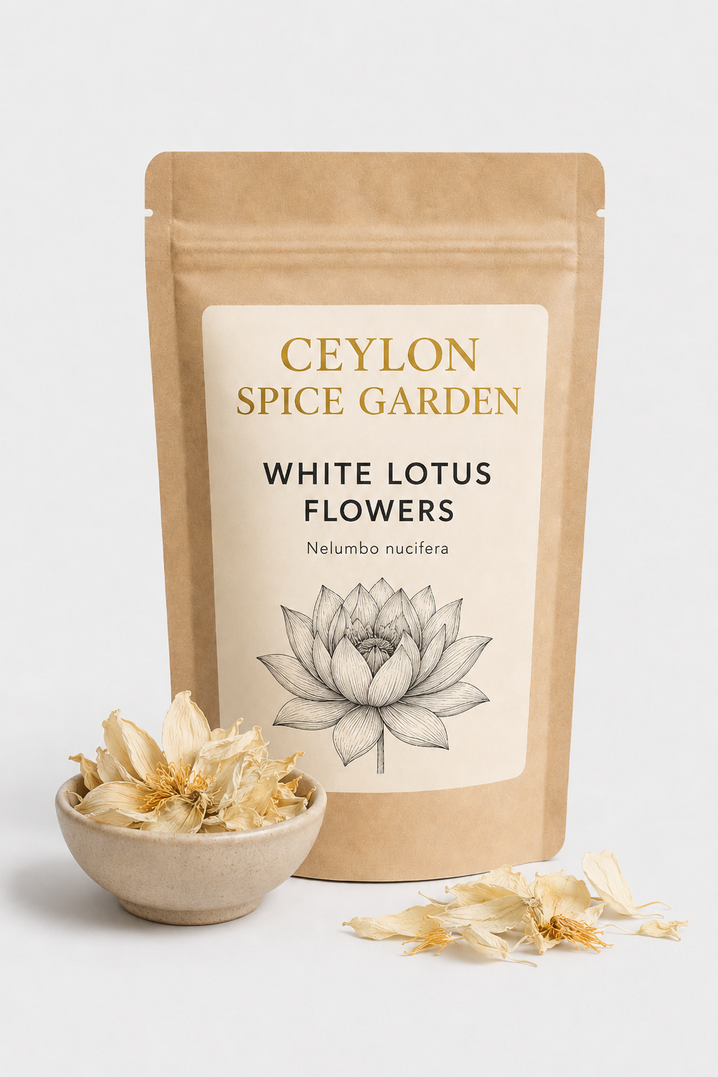 Dried White Lotus Flowers - Nelumbo nucifera Herbal Tea